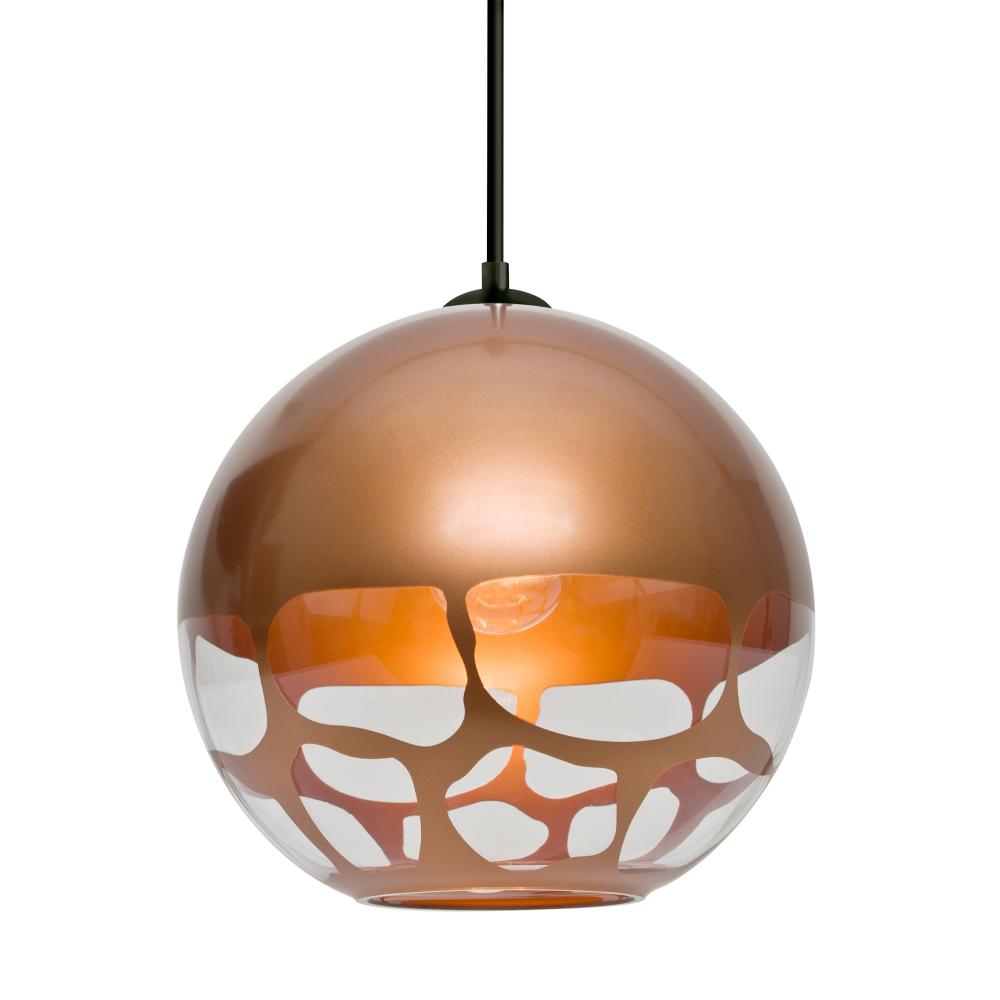 Besa, Rocky Cord Pendant, Copper, Black Finish, 1x60W MAX E26 Base