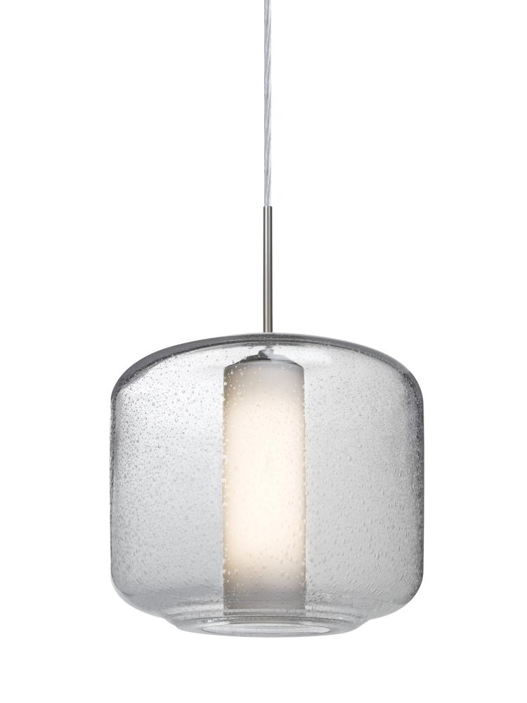 Besa Niles 10 Pendant For Multiport Canopy, Clear Bubble/Opal, Satin Nickel Finish, 1