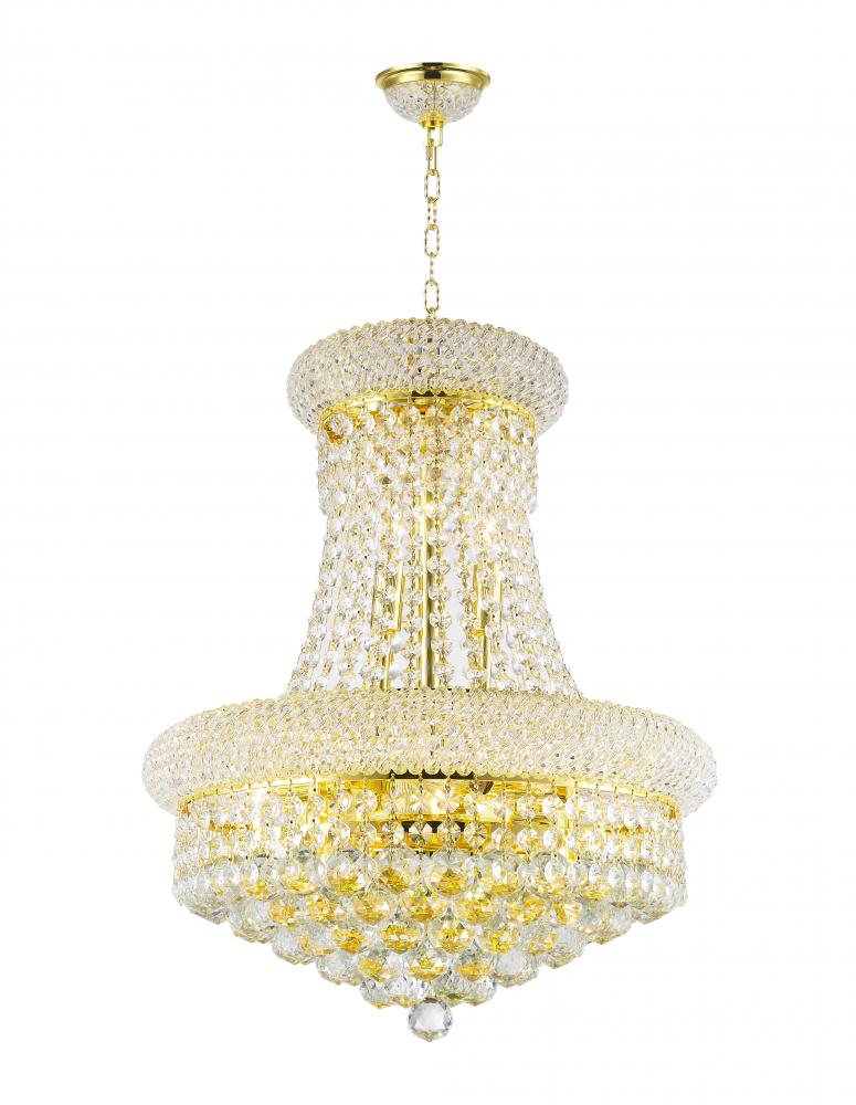 Empire 8-Light Gold Finish and Clear Crystal Chandelier 16 in. Dia x 20 in. H Round Mini