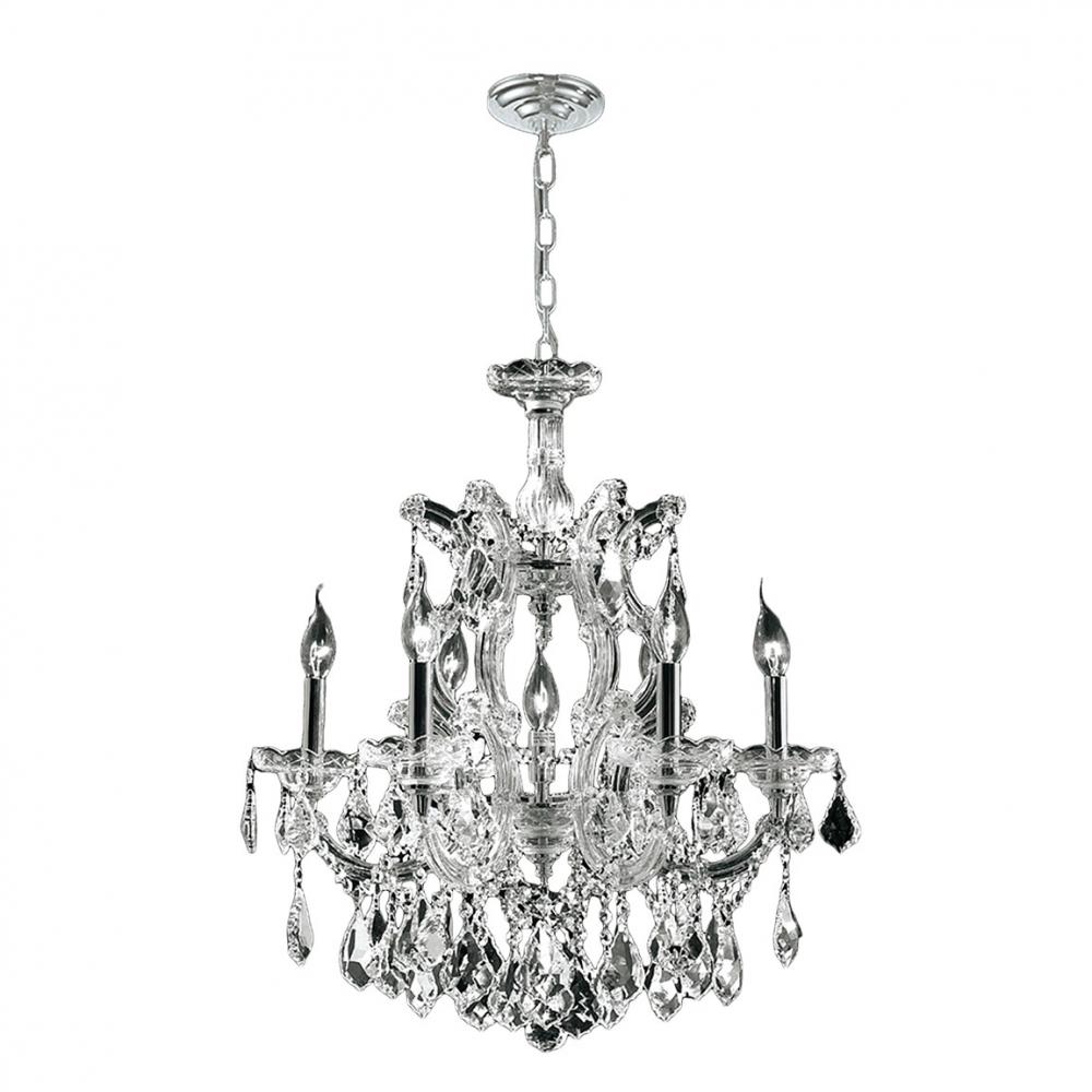 Maria Theresa 7-Light Chrome Finish and Clear Crystal Chandelier 22 in. Dia x 25 in. H Medium