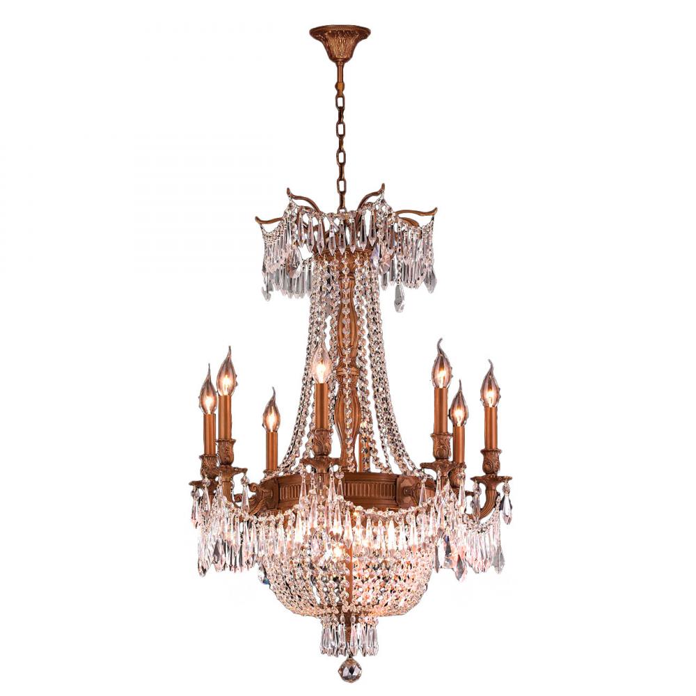 Winchester 12-Light French Gold Finish and Clear Crystal Chandelier 24 in. Dia x 31 in. H Large