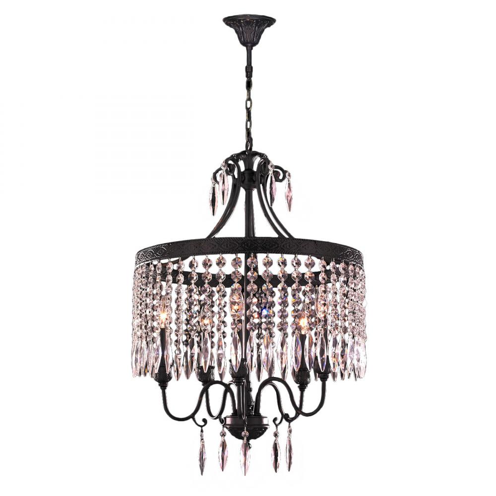 Enfield 5-Light dark Bronze and Clear Crystal Chandelier 20 in. Dia x 25 in. H Medium