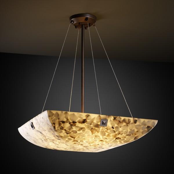 48" Pendant Bowl w/ Concentric Squares Finials