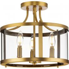 Progress P350231-163 - Gilliam Collection 13 in. Three-Light Vintage Brass New Traditional Semi-Flush Mount