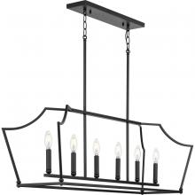 Progress P400300-31M - Parkhurst Collection Six-Light New Traditional Matte Black  Linear Island Chandelier Light