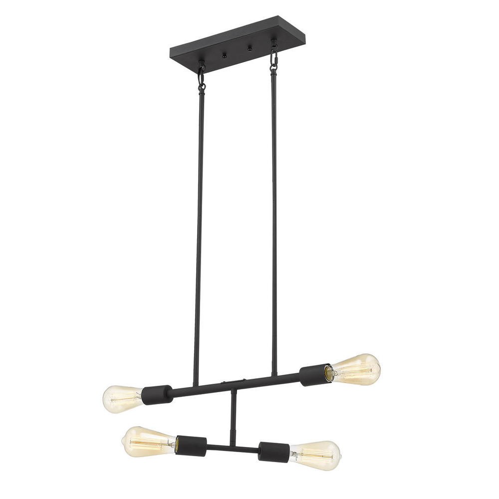 4x60W Multi Light Linear Pendant w/ Matte Black Finish