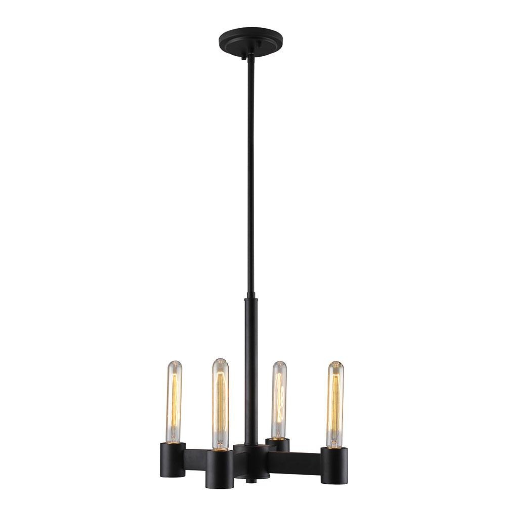 4 LT Open Bulb Chandelier w/ Matte Black Finish