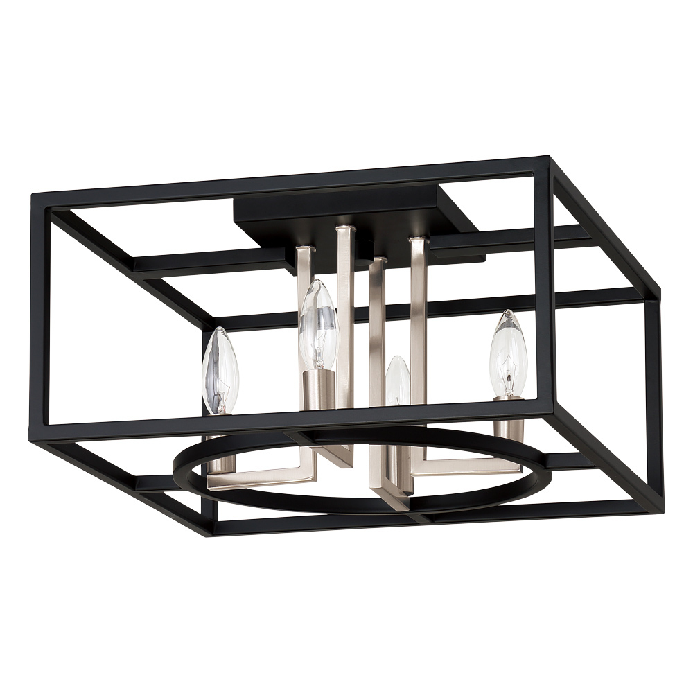 4 LT Open Frame Ceiling Light w/ a Matte Black & Brushed Nickel Finish