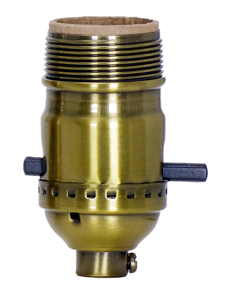 On-Off Push Thru Socket; 1/8 IPS; 3 Piece Stamped Solid Brass; Antique Brass Finish; 660W; 250V;
