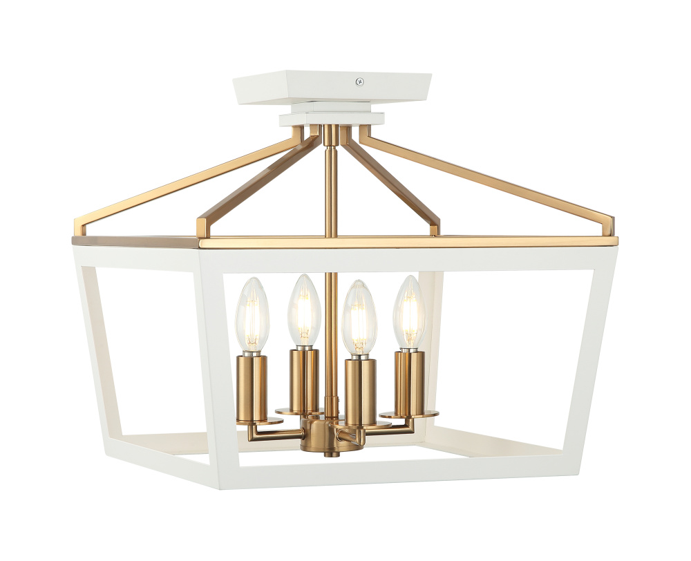 Mavonshire White + Aged Gold Brass Ceiling Mount