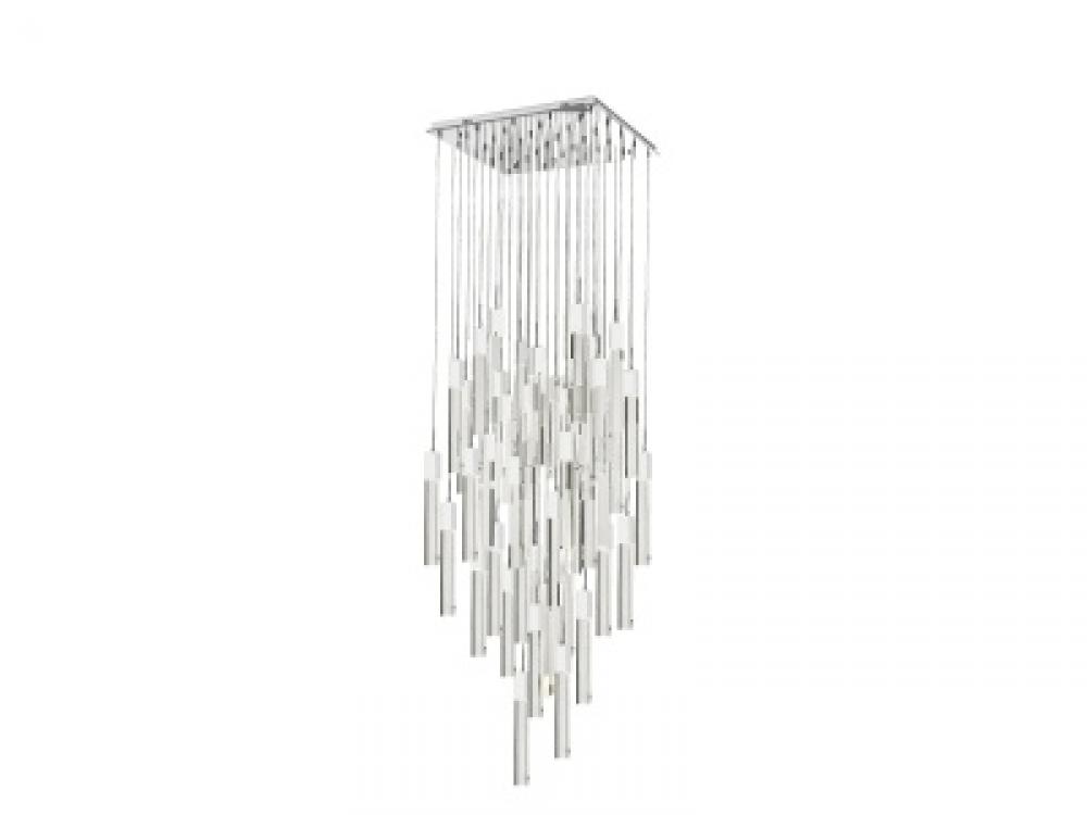 The Original Glacier Avenue Collection Chrome 41 Light Pendant Fixture With Clear Crystal