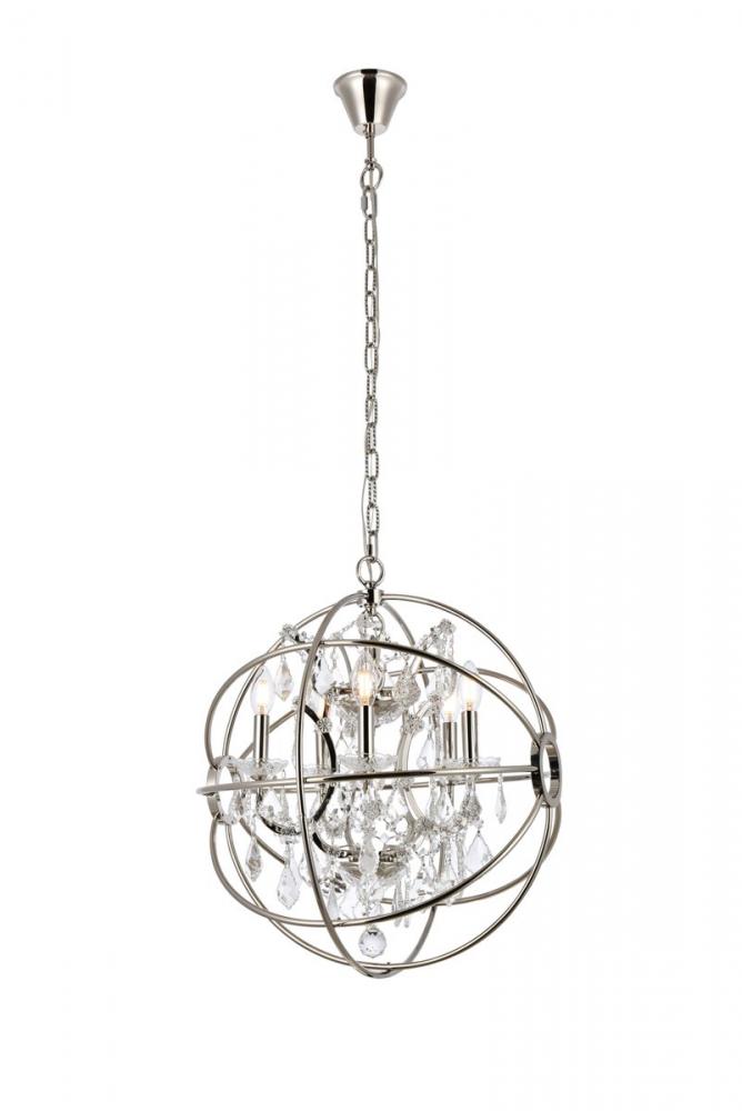 Geneva 5 Light Polished Nickel Pendant Clear Royal Cut Crystal