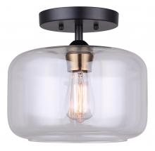 Canarm IPL778B01BKG - FAUNA, IPL778B01BKG, MBK + GD Color, 1 Lt Dual Mount Rod Pendant, Clear Glass, 60W Type A