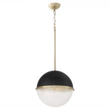 Quorum 82-14-6980 - 14 inches Milky Glass Sphere, Textured Black, Aged Brass